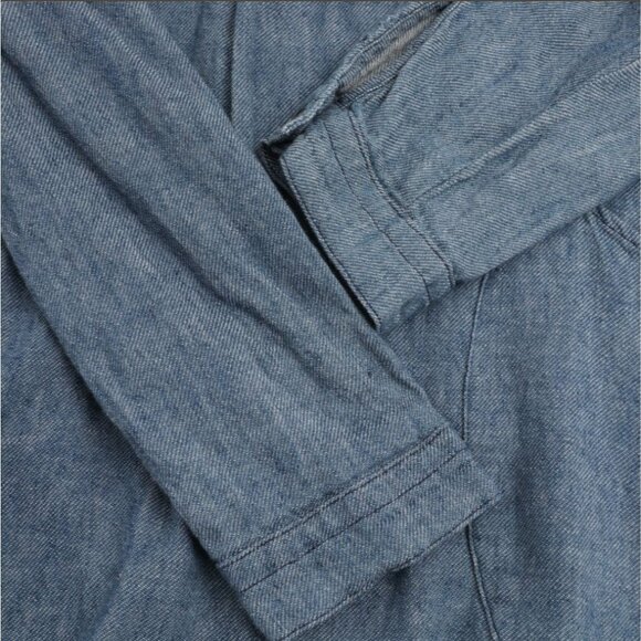 CP Shades Women’s Blue Linen Blend Chambray Tunic Top Pockets Made in USA Small - Picture 4 of 6